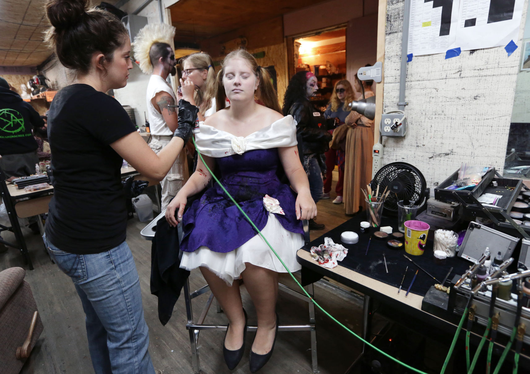 Spray makeup application